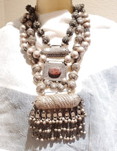 Load image into Gallery viewer, large silver Antique Bedouin tribal Yemeni necklace circa 1930s,ethnic,Middle East, silver ethnic beads,tribal bedouin necklace.
