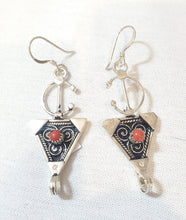 Load image into Gallery viewer, Moroccan Berber Sterling Silver enamels Coral Dangle Earrings ,Berber Jewelry,sliver Earrings,Dangle & Drop Earrings,