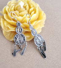 Load image into Gallery viewer, Moroccan Berber Filigree Sterling Silver Dangle Earrings silver 925,Berber Jewelry,sliver Earrings,Dangle & Drop
