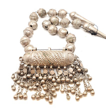 Load image into Gallery viewer, large silver Antique Bedouin tribal Yemeni necklace circa 1930s,ethnic,Middle East, silver ethnic beads,tribal bedouin necklace.