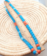 Load image into Gallery viewer, African 22'' Old Ethiopian Venetian Blue padre beads, Blue Glass,Trade Beads, African Trade Beads,
