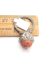 Load image into Gallery viewer, Antique Bawsani Yemen Silver Red Coral Ring size 8 Yemen tribal, tribal jewelry, Hand Crafted Silver, Yemen Jewelry, filigree Jewelry