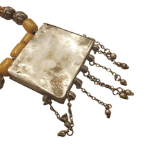 Load image into Gallery viewer, Antique Yemen Silver African amber with Dangle bells Necklace circa 1930s