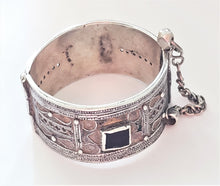 Load image into Gallery viewer, Antique Silver Moroccan Berber enamel glass Bracelet , ethnic tribal, tribal bracelets,Moroccan jewelry, ethnic jewelry, Tuareg bracelets