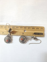 Load image into Gallery viewer, Moroccan Berber Sterling Silver Coral Dangle Earrings, Berber Jewelry, sliver Earrings, Dangle & Drop Earrings,