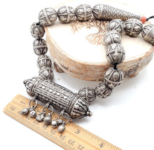 Load image into Gallery viewer, Old silver granulation Hirz prayer amulet pendant granulation beads Necklace from Yemen circa 1930s, Bedouin Silver, Ethnic Jewelry
