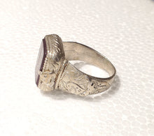 Load image into Gallery viewer, Old Engraved Turkish Ottoman Carnelian Ring size 11, Hand Made ,sterling silver 925 ,tribal jewelry,Ancient Carnelian,Ottoman Silver