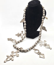 Load image into Gallery viewer, Moroccan Handmade sterling silver Tuareg Amazigh Necklace 1960s silver beads, handmade silver, Necklace, Amazigh/Berber, Tuareg Jewlery