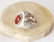 Load image into Gallery viewer, antique Yemen Ancient Carnelian silver ring size 10 ,Yemen tribal jewelry ,Hand Crafted ,Silver wedding Rings ,Tribal Jewelry
