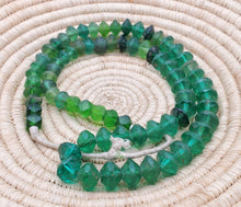 Load image into Gallery viewer, old strand green Vaseline Beads (uranium glass beads) made in Bohemia/Czech Trade Beads- African Trade Beads, 18th centuries,