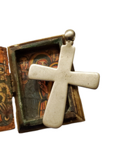Load image into Gallery viewer, Antique Ethiopian Coptic Christian Cross Maria Theresa silver coin Pendant