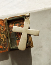 Load image into Gallery viewer, Antique Ethiopian Coptic Christian Cross Maria Theresa silver coin Pendant