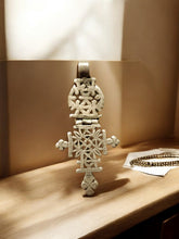 Load image into Gallery viewer, Antique Ethiopian Coptic Christian Cross Maria Theresa silver coin Pendant
