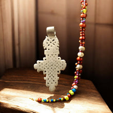 Load image into Gallery viewer, Antique Ethiopian Coptic Christian Cross Maria Theresa silver coin Pendant