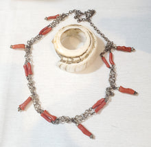 Load image into Gallery viewer, Antique Moroccan Berber natural Coral Silver Pendants Necklace