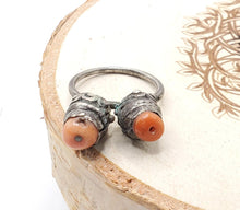 Load image into Gallery viewer, Antique Bawsani Yemen Silver Red Coral Ring size 7 Yemen tribal silver, tribal jewelry, Hand Crafted Silver, Yemen Jewelry
