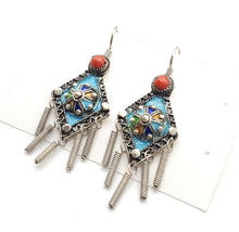 Load image into Gallery viewer, Moroccan Berber Sterling Silver enamels Coral Dangle Earrings ,Berber Jewelry,sliver Earrings,Dangle & Drop Earrings,