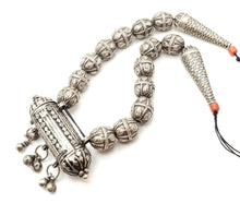 Load image into Gallery viewer, Old silver granulation Hirz prayer amulet pendant granulation beads Necklace from Yemen circa 1930s, Bedouin Silver, Ethnic Jewelry