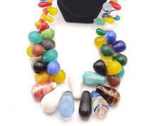 Load image into Gallery viewer, Antique Mixed Strand Africa Mali Large Bohemian Tear Drop Wedding Beads, Vintage African, Beads 1800's, African Trade