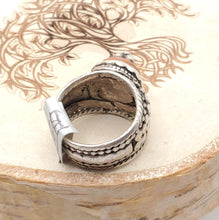 Load image into Gallery viewer, Antique Bawsani Yemen Silver Red Coral Ring size 7.5 Yemen tribal silver, tribal jewelry, Hand Crafted Silver, Yemen Jewelry