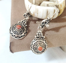 Load image into Gallery viewer, Moroccan Berber Sterling Silver Coral Dangle Earrings, Berber Jewelry, sliver Earrings, Dangle & Drop Earrings,