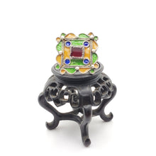 Load image into Gallery viewer, Moroccan Talismanic Berber Silver Enamel and glass cabochon Ring size 10.5, tribal jewelry, Silver, Ethnic Jewelry, Tribal Jewelry