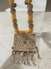 Load image into Gallery viewer, Antique Yemen Silver African amber with Dangle bells Necklace circa 1930s