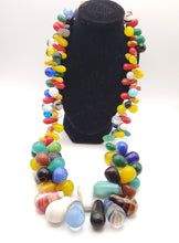 Load image into Gallery viewer, Antique Mixed Strand Africa Mali Large Bohemian Tear Drop Wedding Beads, Vintage African, Beads 1800's, African Trade