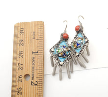 Load image into Gallery viewer, Moroccan Berber Sterling Silver enamels Coral Dangle Earrings ,Berber Jewelry,sliver Earrings,Dangle & Drop Earrings,