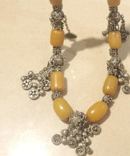 Load image into Gallery viewer, Antique Yemen Silver African amber with Dangle bells Necklace circa 1930s