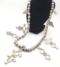 Load image into Gallery viewer, Moroccan Handmade sterling silver Tuareg Amazigh Necklace 1960s silver beads, handmade silver, Necklace, Amazigh/Berber, Tuareg Jewlery