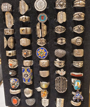 Load image into Gallery viewer, antique Tuareg elevated engraved table silver ring size 10, Tuareg jewelry, Sahara ring, Moroccan silver, tribal jewelry, Tuareg silver