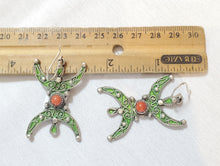 Load image into Gallery viewer, Moroccan Berber Sterling Silver enamels Dangle Earrings, Berber Jewelry, sliver Earrings, Dangle & Drop Earrings,