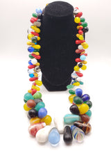 Load image into Gallery viewer, Antique Mixed Strand Africa Mali Large Bohemian Tear Drop Wedding Beads, Vintage African, Beads 1800's, African Trade