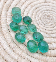 Load image into Gallery viewer, 10 pieces of old green Vaseline Beads (uranium glass beads) made in Bohemia/Czech Trade Beads- African Trade Beads, 19th centuries,