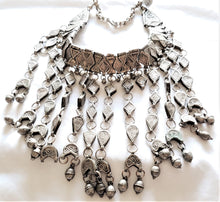 Load image into Gallery viewer, Antique Bawsani Silver Granulated Dangle Necklace: Yemen Tribal Jewelry