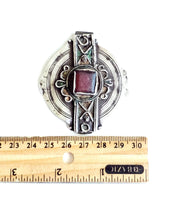 Load image into Gallery viewer, Antique Berber Silver Pendant: Moroccan Enamel Tribal Jewelry