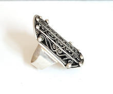Load image into Gallery viewer, Moroccan Hand Made enamel sterling silver 925 Berber Ring size 8.5, Ethnic Rings, Tribal Jewelry, Moroccan Rings, Berber Jewelry