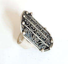 Load image into Gallery viewer, Moroccan Hand Made enamel sterling silver 925 Berber Ring size 8.5, Ethnic Rings, Tribal Jewelry, Moroccan Rings, Berber Jewelry