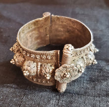 Load image into Gallery viewer, Vintage Silver Bedouin Bangle: Yemen Ethnic Tribal Bracelet