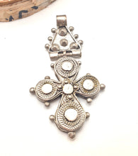 Load image into Gallery viewer, Vintage Ethiopian Cross Pendant: 1800s Coin Silver, Tribal Jewelry