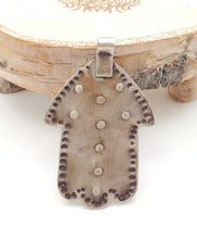 Load image into Gallery viewer, Moroccan Silver Hamsa Pendant: Berber Amulet Jewelry