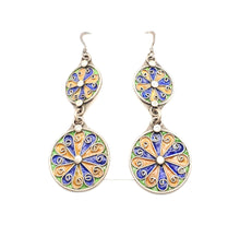 Load image into Gallery viewer, Moroccan Berber Sterling Silver Enamel Dangle Earrings