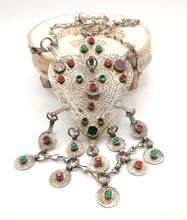 Load image into Gallery viewer, Moroccan Berber Silver Coin Pendant Necklace: Amazigh Jewelry
