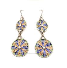Load image into Gallery viewer, Moroccan Berber Sterling Silver Enamel Dangle Earrings