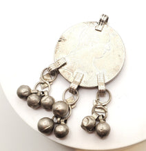 Load image into Gallery viewer, Antique Yemen Silver Maria Theresa Coin Pendant with Dangles