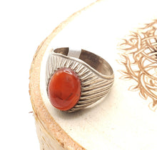 Load image into Gallery viewer, Antique Yemen Carnelian Silver Ring - Tribal Wedding Jewelry, Size 11