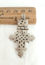 Load image into Gallery viewer, Antique Ethiopian Silver Cross Pendant: Boho Amulet Jewelry
