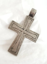 Load image into Gallery viewer, Antique Ethiopian Silver Cross Pendant: Boho Amulet Jewelry