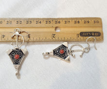 Load image into Gallery viewer, Moroccan Berber Sterling Silver Coral Dangle Earrings